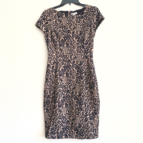 eva mendes for New York & Company Dresses & Skirts - Black & brown short sleeve stitched dress